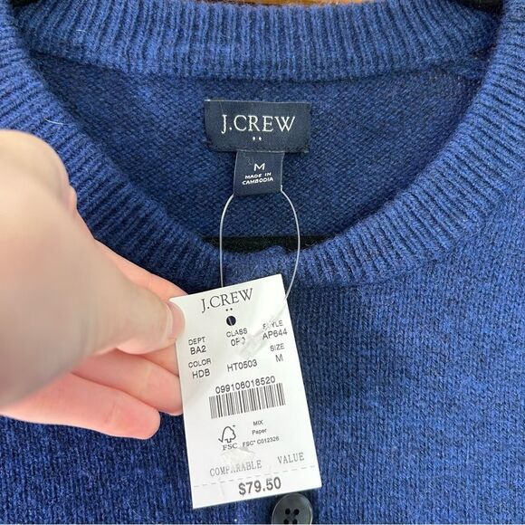 J. Crew Factory Men's Lambswool Blend Henley Sweater Navy Blue Size Medium - Picture 3 of 7